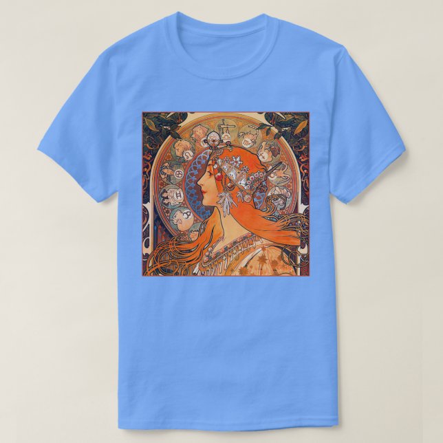 Alphonse Mucha Zodiac T Shirt (Design framsida)