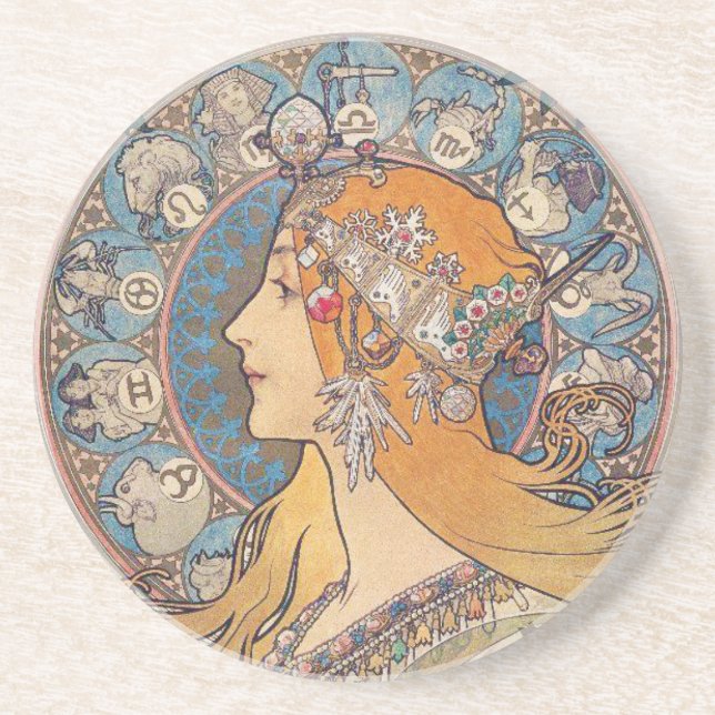 Alphonse Mucha , “Zodiac” Underlägg Sandsten (Framsidan)