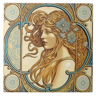 Alphonse Mucha Zodiac Väggdekor Art Nouveau Kerami Kakelplatta