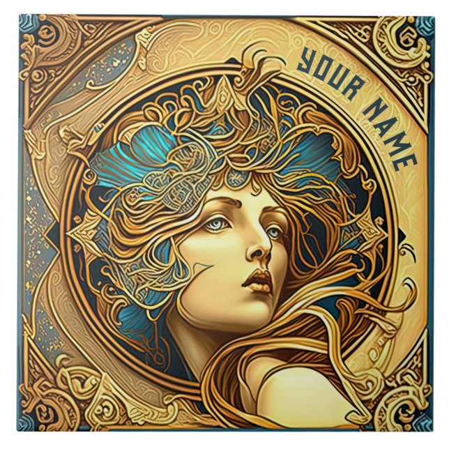 Alphonse Mucha Zodiac Wall Decor Art nouveau Ceram Kakelplatta (Framsidan)