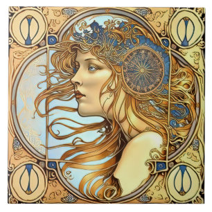 Alphonse Mucha Zodiac Wall Decor Art nouveau Ceram Kakelplatta