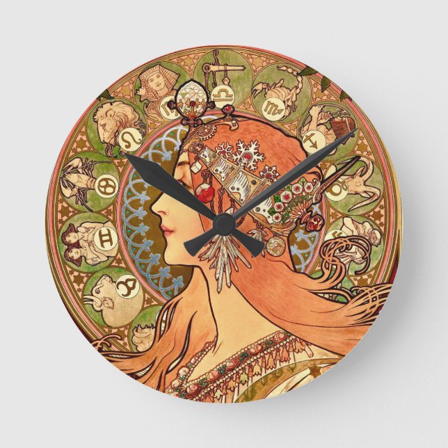 Alphonse Mucha - Zodiak Rund Klocka (Framsida)