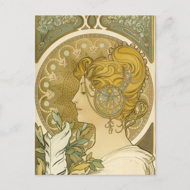 Alphonse Muchas La Plume Vykort (Framsida)
