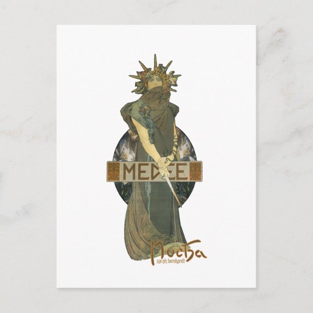 Alphonse Muchas Medee (1898) Vykort (Framsida)