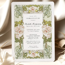 Alphonse Muchas Rosor Livets Firande Inbjudningar