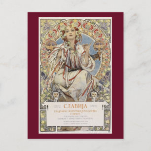 Alphonse Mucha's Slavia 1907 Vintage Vykort