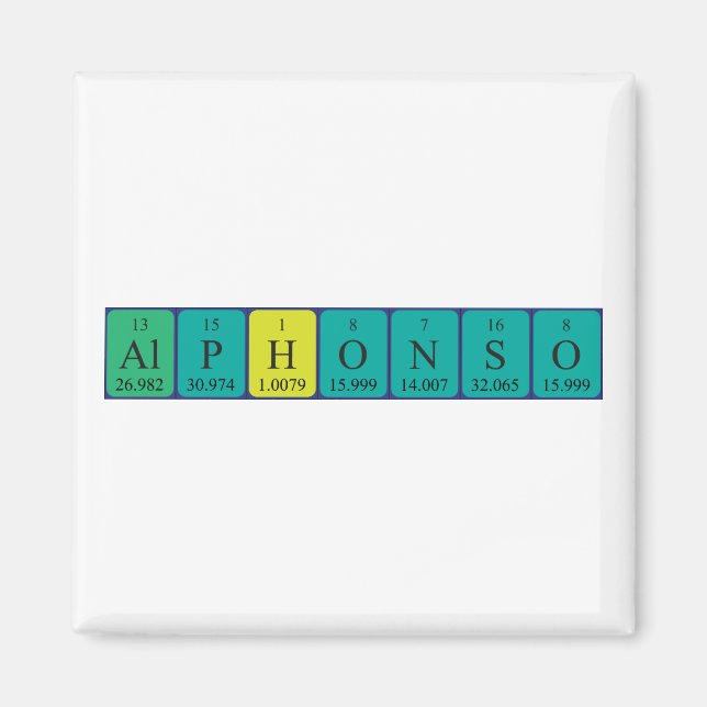 Alphonso periodiskt återkommande magnet bord namn (Framsidan)