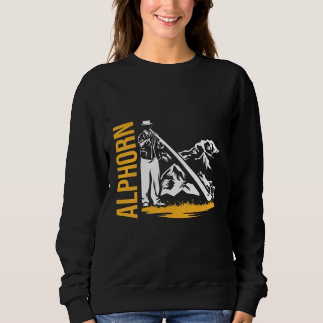 Alphorn Natural Horn Schweiz T Shirt (Framsida)