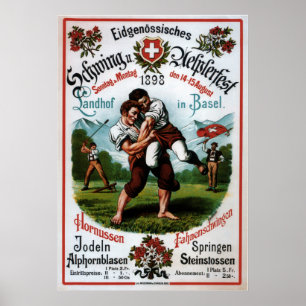 Alpin festival ~R. Schweizer 1899 för schweizisk Poster