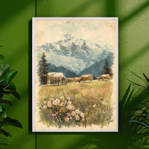 Alpin flykt – Vintage schweizisk landsbygd Poster