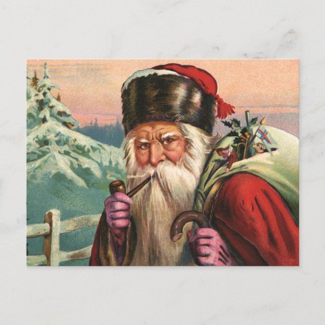 Alpin julpostkort Santa Helg Vykort (Framsida)