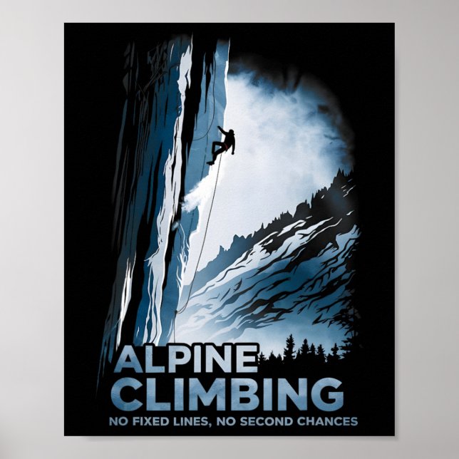 Alpin klättring Inga fasta linor Inga andra chanse Poster (Framsidan)