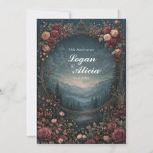 Alpin landskapsvy Lila oval blomsterbröllop
