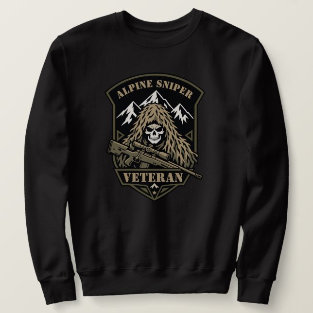 Alpin prickskytt veteran berg skalle lång ärmad tröja (Design framsida)