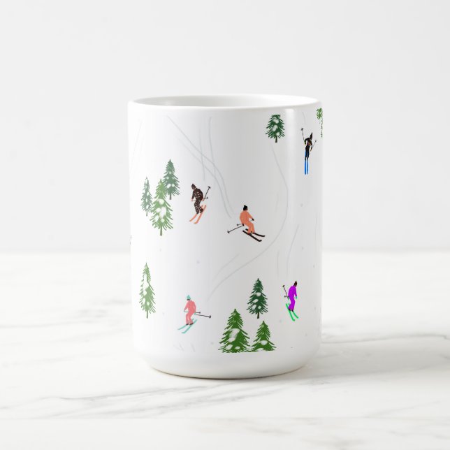 Alpin Skiers hoppas över Illustration Skier Kaffemugg (Center)