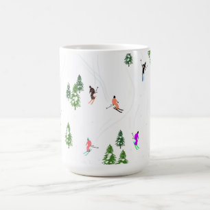 Alpin Skiers hoppas över Illustration Skier Kaffemugg