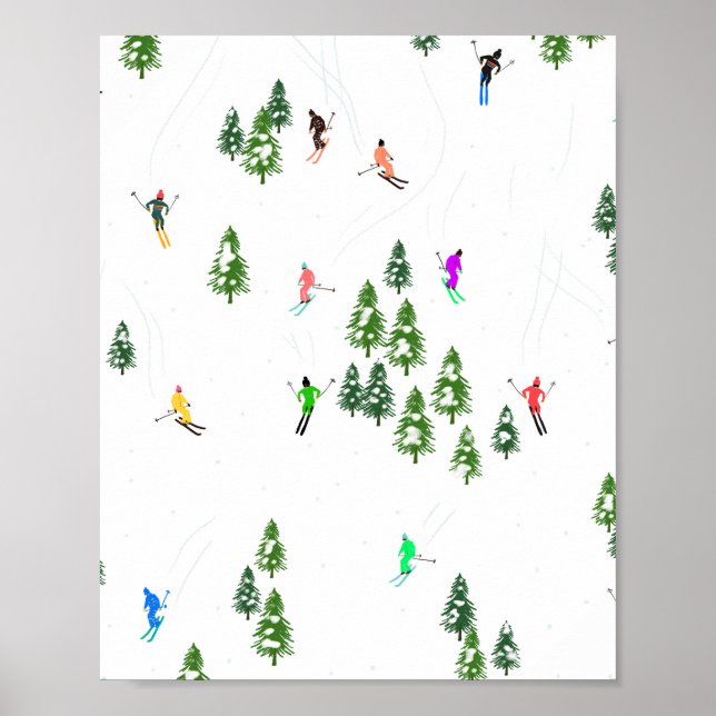 Alpin Skiers hoppas över Illustration Skier Poster (Framsidan)