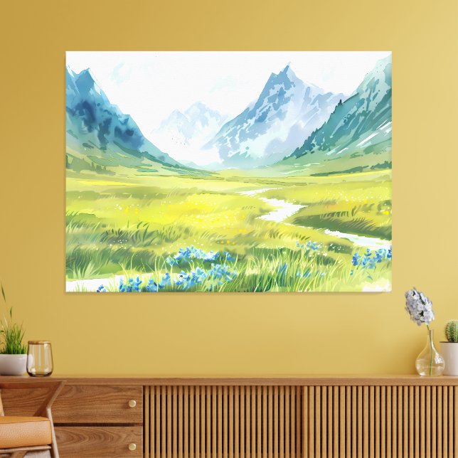 Alpin viskning – Äng under topparna Canvastryck (Insitu (Vardagsrum))