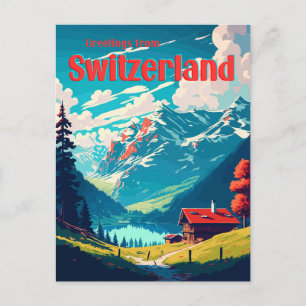 Alpina schweiziska chalet Schweiz resor Vykort
