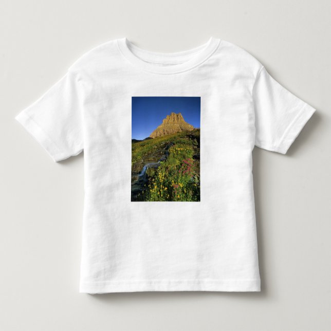 Alpina vildblommor & Mt Clements vid Logan Pass Tee Shirt (Framsida)