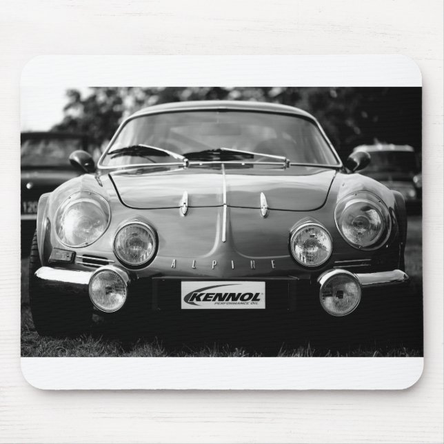 Alpine A110 in black and white Musmatta (Framsidan)