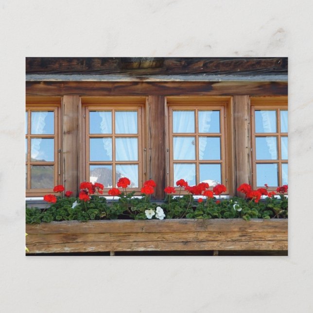 Alpine Chalet Window Vykort (Framsida)