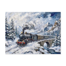 Alpine Express Ånglokståg Vinter Berg Konst