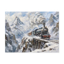 Alpine Express Ånglokståg Vinter Berg Konst