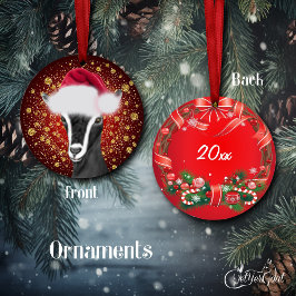 Alpine Goat Santa Hat jul Ornament