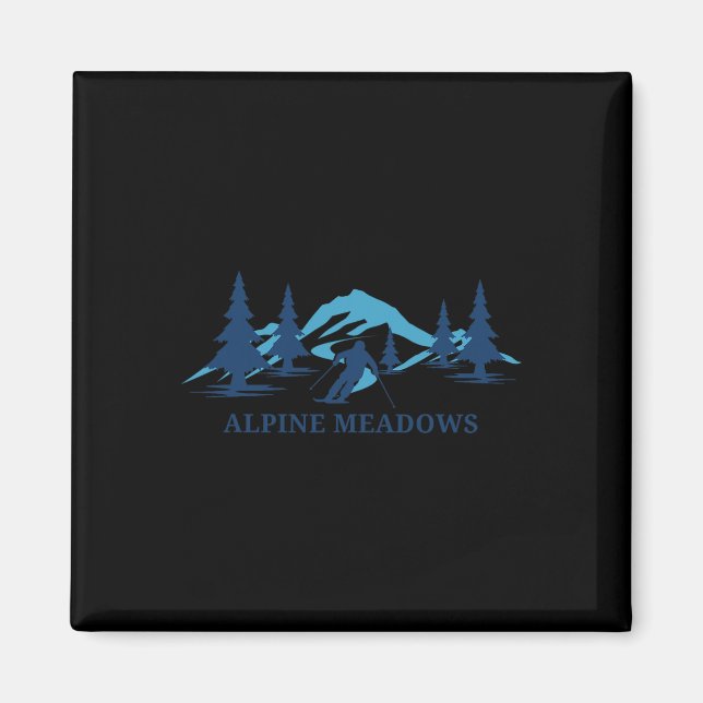 Alpine Meadows California Ski Resort Skiing Skier Magnet (Framsidan)