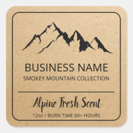 Alpine Mountain Kraft Brown Soy Candle-etiketter Fyrkantigt Klistermärke