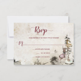 Alpine Mountain Woodland Stag Burgundy | OSA Kort