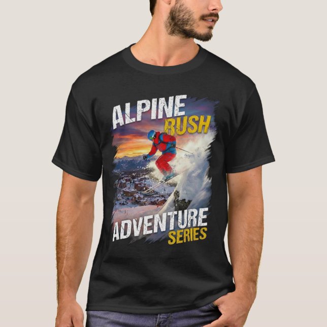 Alpine Rush – Extreme Ski Adventure Mountain  T Shirt (Framsida)