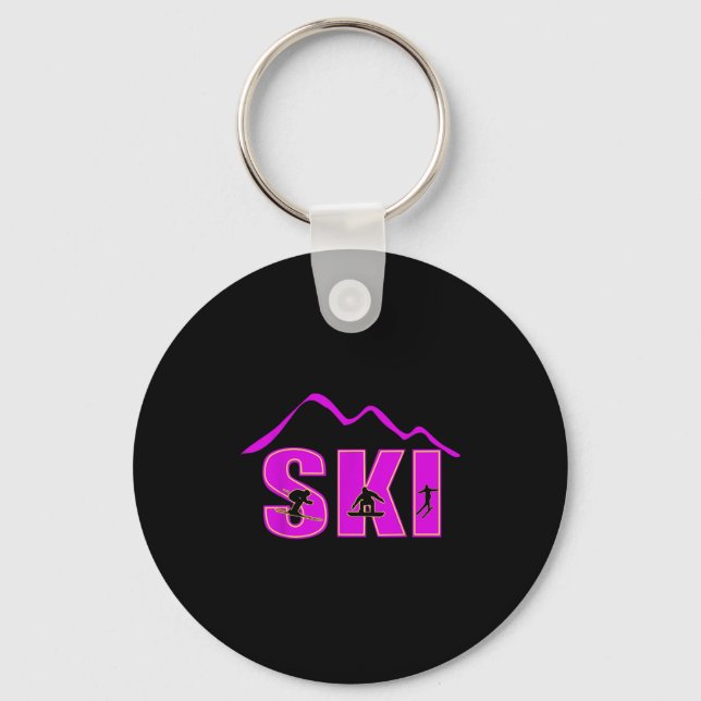 Alpine Ski, nedförsbacksskidberg Nyckelring (Framsida)