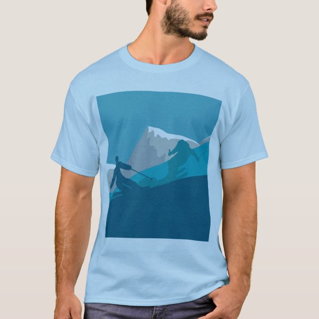 Alpine Skiers Downhill Skift Light Blue T Shirt (Framsida)