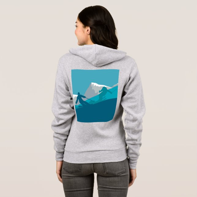 Alpine Skiers Downhill Skiing Blek Grått T Shirt (Hel baksida)