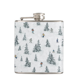 Alpine Skiers och Gömt Yetis - Downhill Skiing Fickplunta