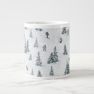 Alpine Skiers och Gömt Yetis - Downhill Skiing Jumbo Mugg