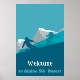  Alpine Skiing Downhill Personalized Add Your Text Poster