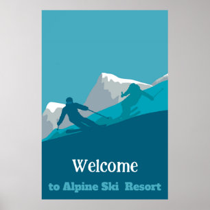 Alpine Skiing Downhill Personalized Add Your Text Poster