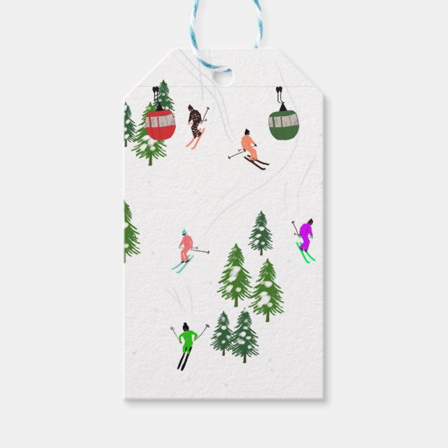 Alpine Skiing | Gondola Ski Hiss Helgdag Skiers Presentetikett (Framsidan)