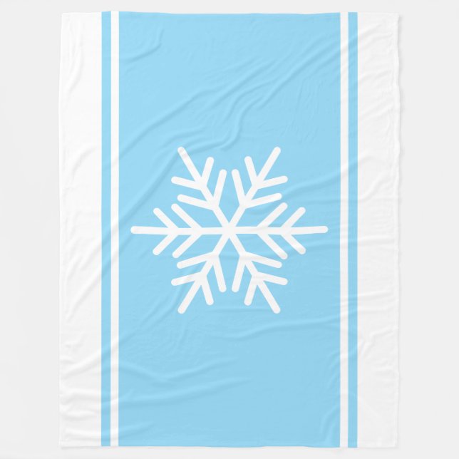Alpine Snowflake Navy Blue White Tävla Rand Fleecefilt (Framsidan)