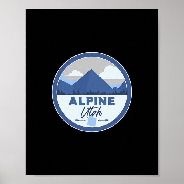 Alpine Utah Ut Mountains Badge Hiking Souvenir  Poster (Framsidan)