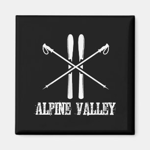 Alpine Valley Ski Skiing Skier Poles Slalom Down H Magnet