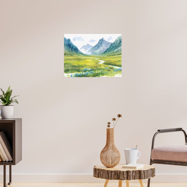 Alpine Whisper - Meadow under topparna Poster (Vardagsrum 3)