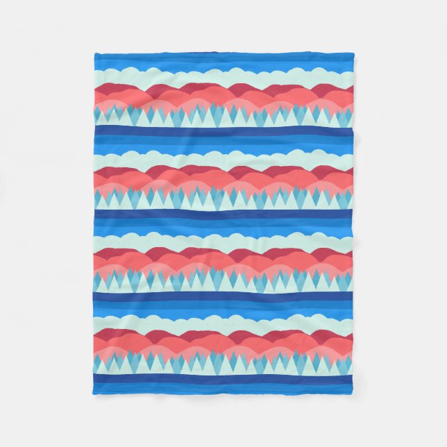 Alpine Winter Stripe Mountain Landscape Fleecefilt (Framsidan)