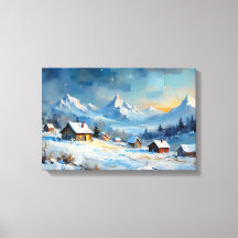 Alpine Winter Village under Starlit Himmel