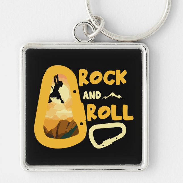 Alpinism Mountaintainering High On Life Fyrkantig Silverfärgad Nyckelring (Framsidan)