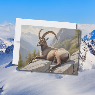 Alpint Ibex som lägger på klister Vykort