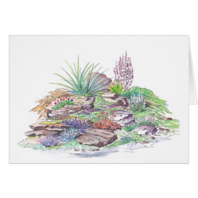 Alpint landskap för trädgård hälsningskort (Framsidan Horizontal)